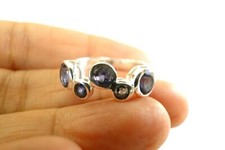Blue Iolite Five Stone Graduated 925 Sterling Silver Ring Size 6 7 8 9 10