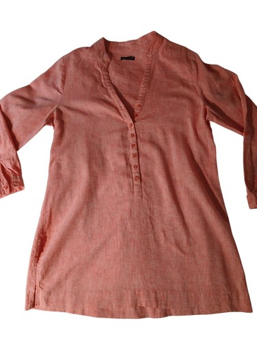For Cynthia Womens Coral Linen Tunic Top Button Front 3/4 Sleeves Size XL Plus - Picture 3 of 13