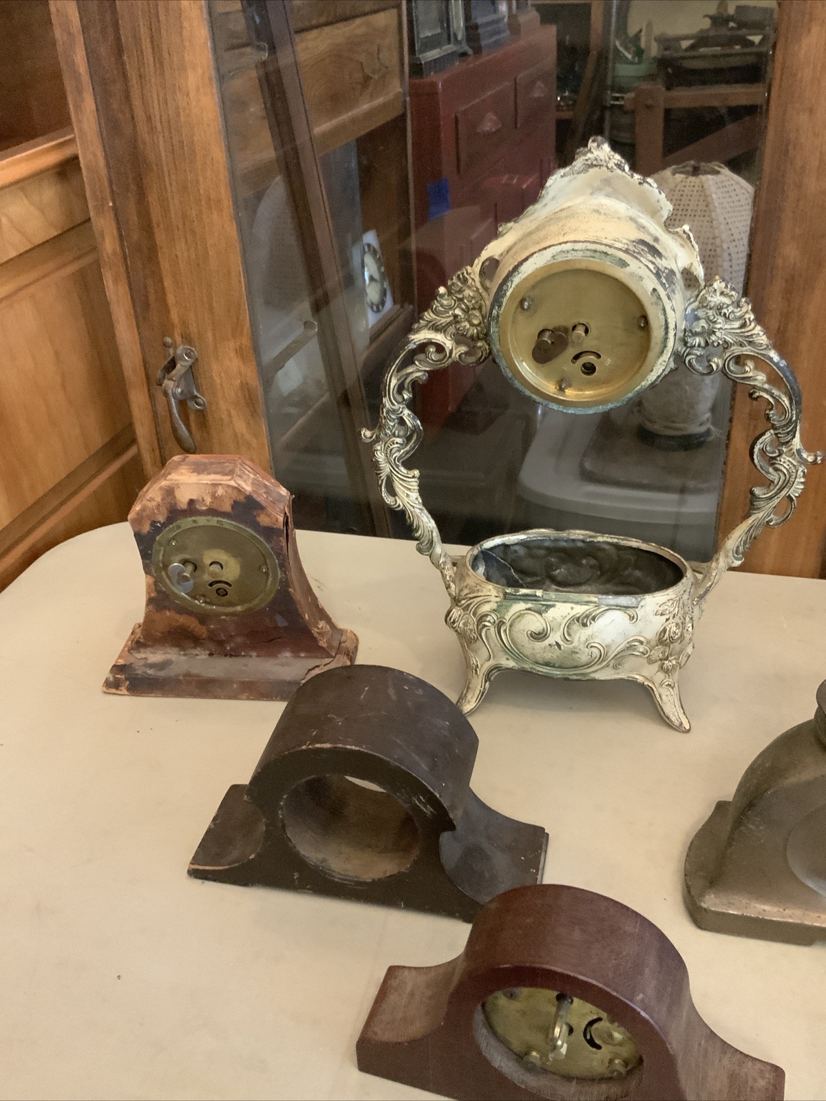 Huge Lot Of Vintage Antique Alarm Novelty Clock Parts Movements Case