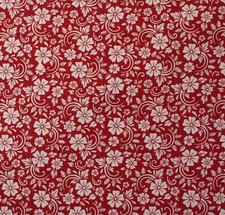 Feline Drive Fabric DAISY SWIRLS White on Red Flowers - Fat Quarter 18"x22" FQ