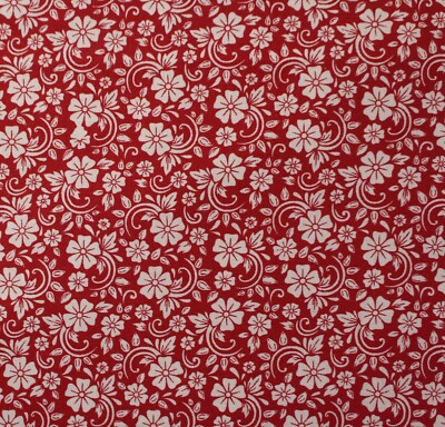 Feline Drive Fabric DAISY SWIRLS White on Red Flowers - Fat Quarter (18''x22'') FQ