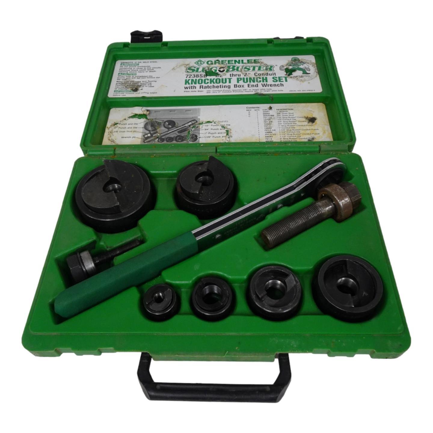 Greenlee 7238SB Slug Buster Knockout Punch Set Ratchet Wrench 1/2" 2