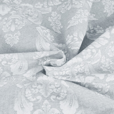Tissu Coton Imprimé Fleurs Gris - 280x280cm - Ourlet Pour Coussins - Fabriqué En Italie