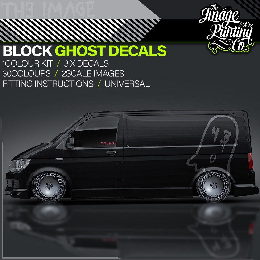Custom Sizable BLOCK GHOST Vinyl Decal Kit for Transporter Transit Stickers