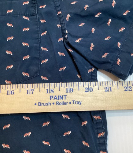 Camicia uomo denim e fiori taglia L slim fit manica corta con bottoni stampa volpe - Foto 4 di 5