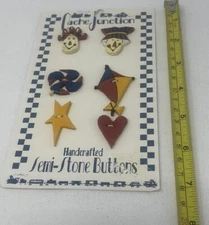 CACHE JUNCTION CLOWN Themed Handcrafted Semi-Stone Buttons  NEW N-725