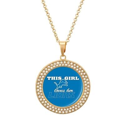 True Fans Detroit Lions 1/10 CT. T.W. Diamond Enamel Disc Necklace in  Sterling Silver and 10K Yellow Gold | Kay