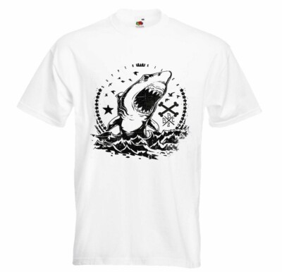T-Shirt WEIßER HAI SHARK HAI HAIFISCH SHARK ATTACK WEIßER HAI KATZENHAI SANDHAI