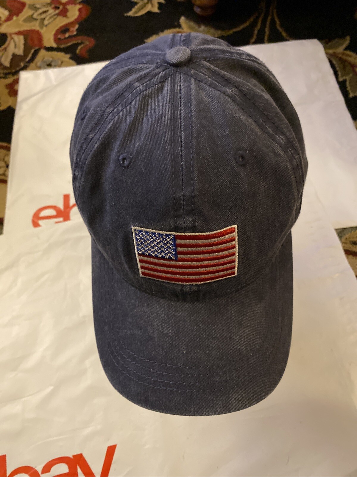 Great American Flag Hat Tan One-Size elastic back