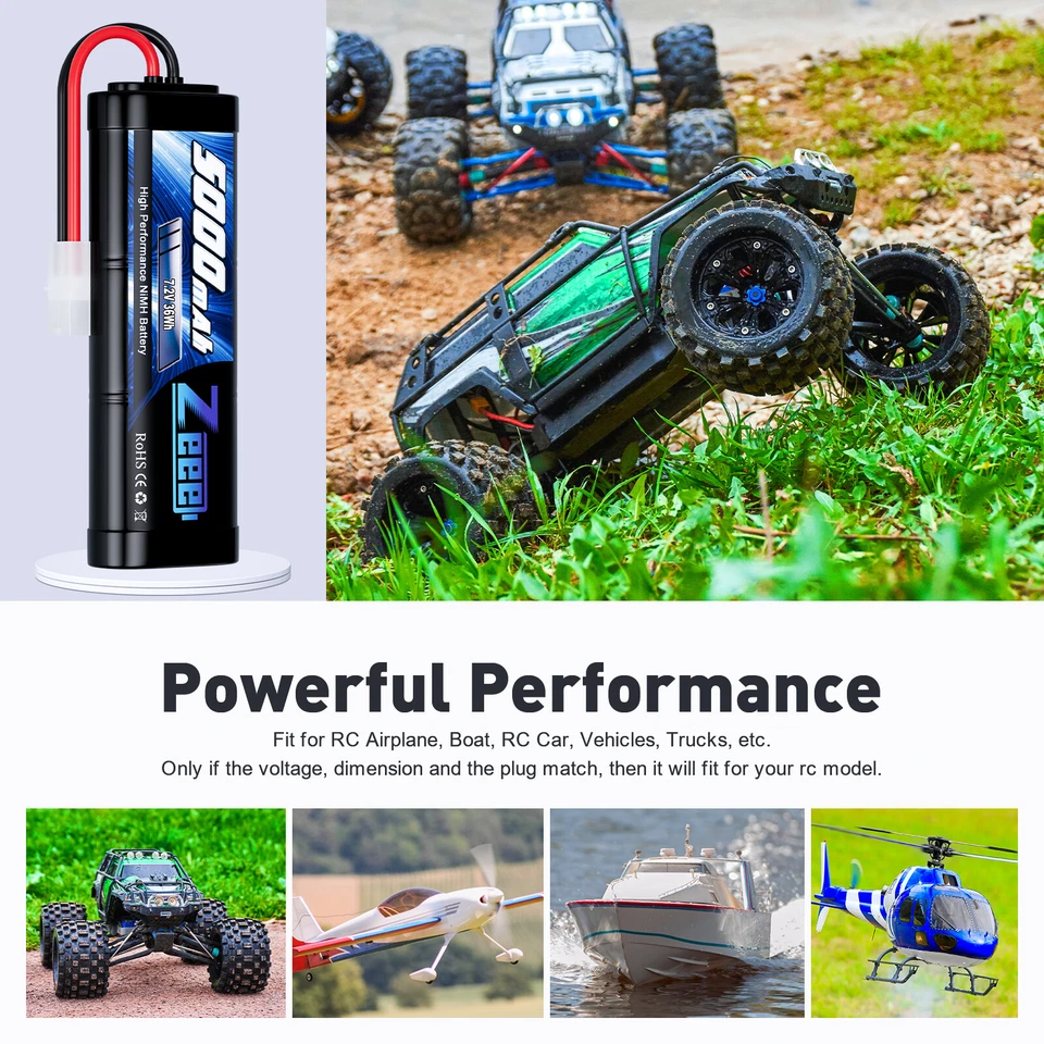 2X 7,2V 5000mAh Nimh Akku Batterie mit Tamiya für RC Auto LKW Boot Drohne Zeee - Bild 4 von 4