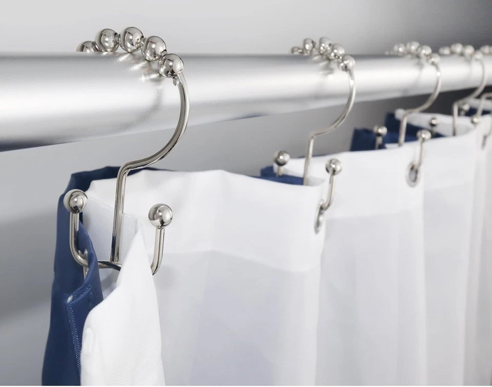 浴室浴帘挂钩环,12 件不锈钢金属防锈 Resi — 第 2/4 张图片