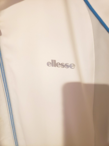 ELLESSE MEN'S TENNIS WARMUP JACKET WHITE BLUE PIPING MEDIUM - Picture 2 of 3