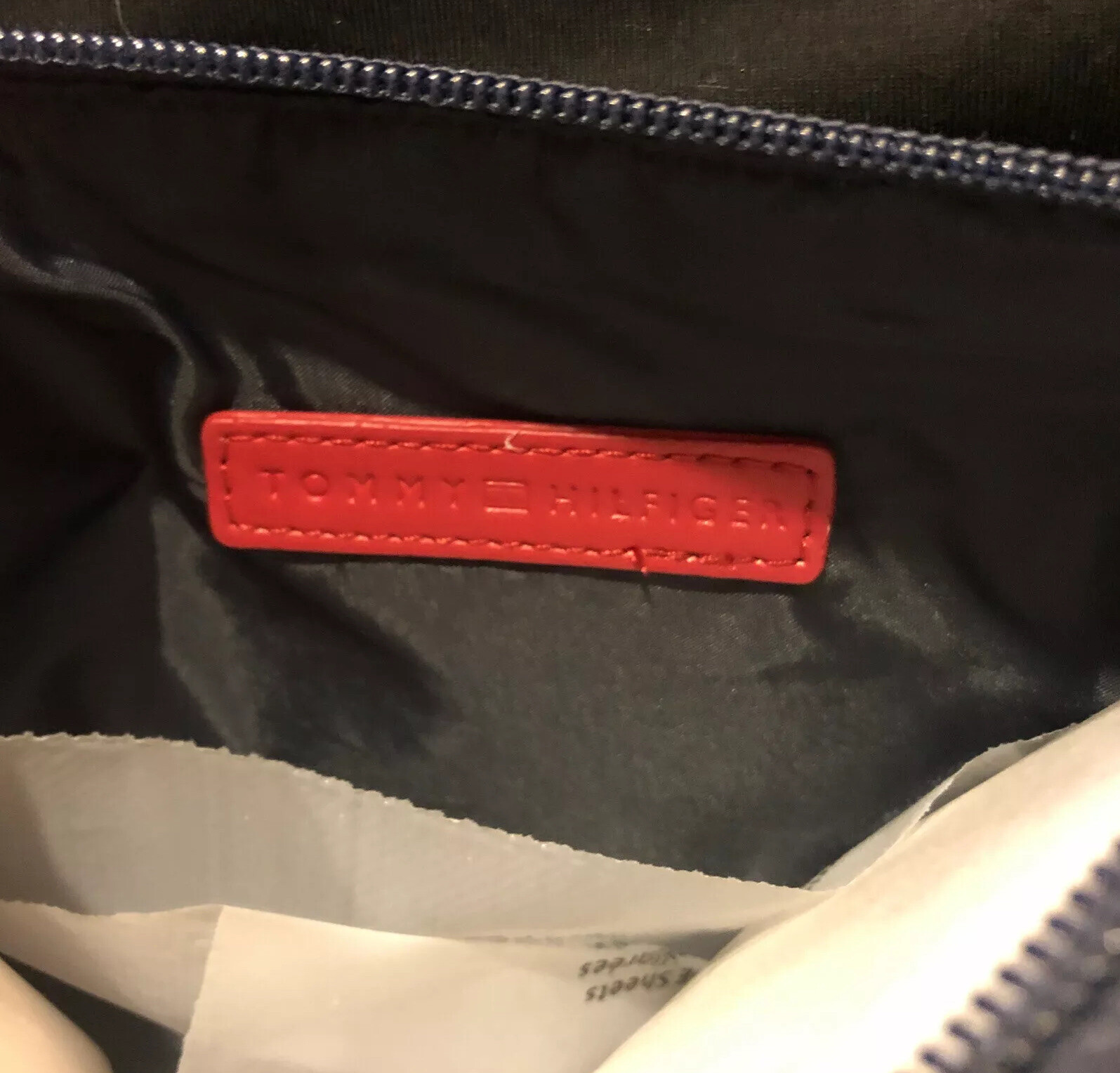 Tommy Hilfiger Wristlet Clutch Handbag Black Signature Fabric Zip 