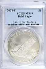 2008 P PCGS MS69 Bald Eagle Commemorative Silver Dollar MS69