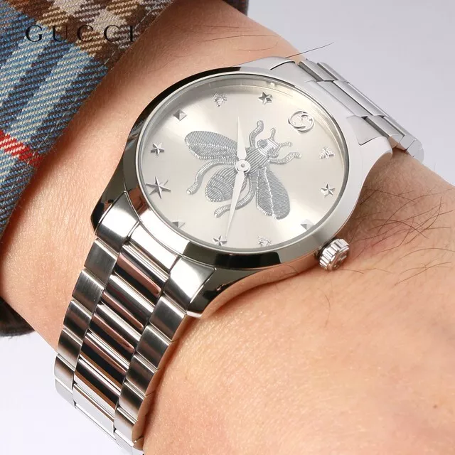 Gucci silver bee watch new arrivals