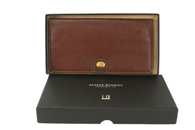 Alfred Dunhill Brown Leather Long Wallet Purse Accessories Used