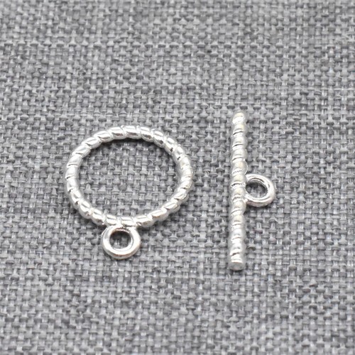 5 Sterling Silver Twisted Toggle Clasps 925 Silver Coiled Ring and Bar Set 10mm - Picture 4 of 5