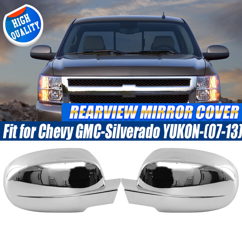 Chrome Rearview Wing Mirror Cover Cap For 2007-2013 Silverado Tahoe Sierra Yukon