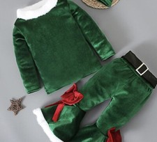 Toddler Baby Girl Christmas OutfitSanta Costume Long Sleeve Velvet Size 5