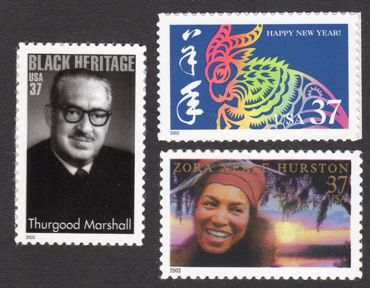Scott #3746-3747-3748 Thurgood Marshall Ram Zora Hurston Single