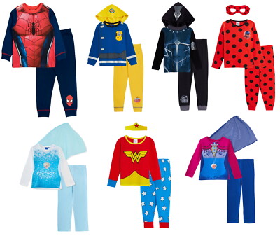 Kinder Anzieh Schlafanzug Jungen Mädchen Superheld Prinzessin Figur Pyjama Set Größe