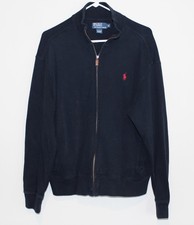 Polo Ralph Lauren Navy Blue Full Zip Sweater Sweatshirt Cotton Men's Medium