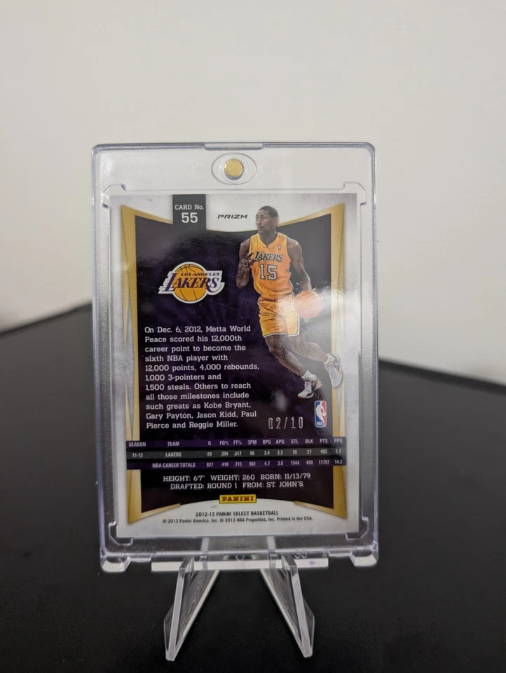2012-13 Panini Select Metta World Peace / Ron Artest Green Prizm /10 SSP Lakers - Image 3 of 3