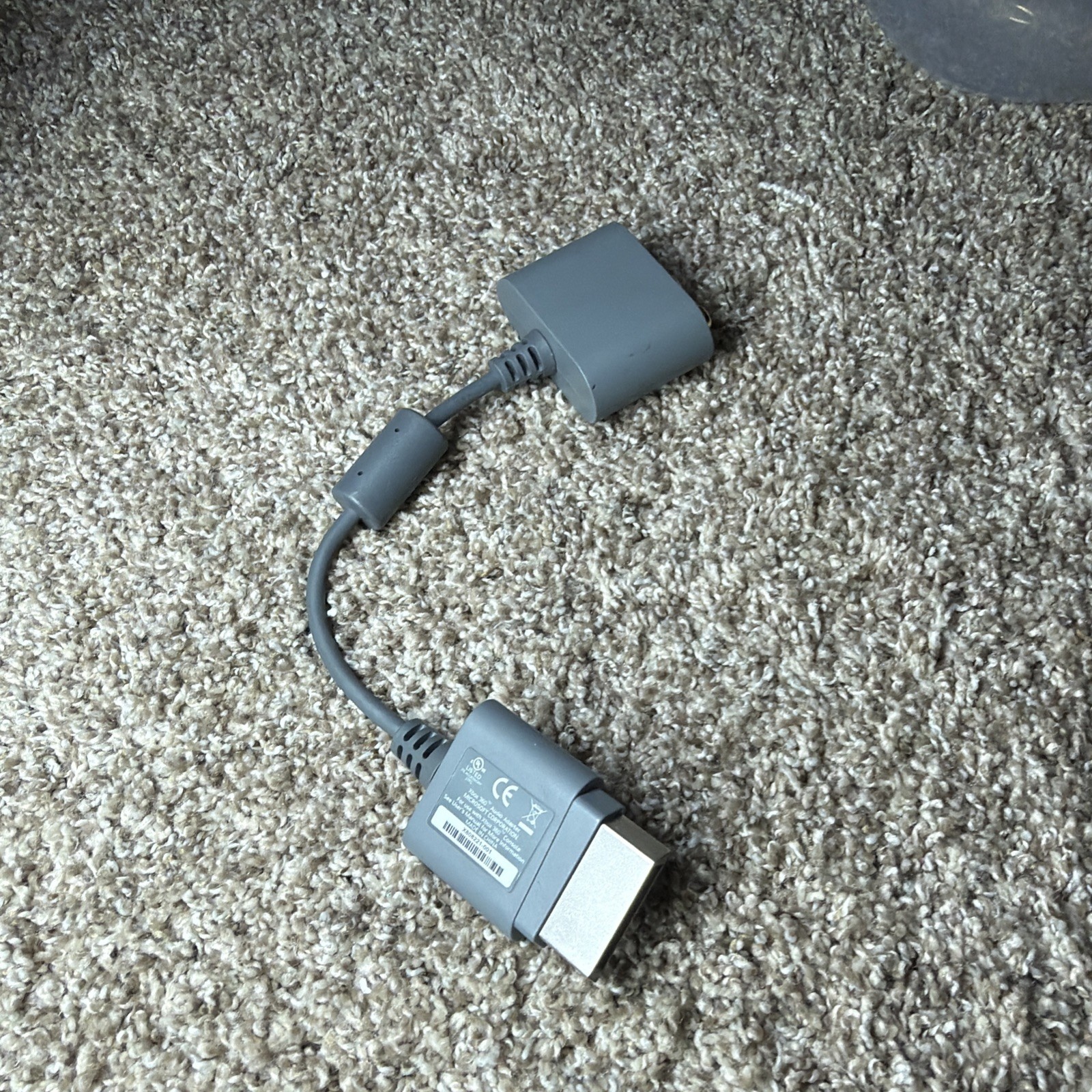 Genuine OEM Microsoft Xbox 360 Audio Adapter Cable X808221-001 Gray