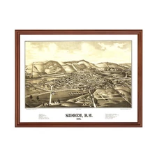 Old Map of Sidney, NY 1887 - Vintage Sidney New York Art