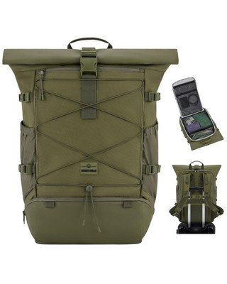 Reiserucksack Damen & Herren Grün  Allen Travel L  37L Rolltop Rucksack Groß ...