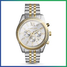 New MICHAEL KORS MK8344 Lexington Two-Tone Stainless Chronograph Mens Watch 45mm