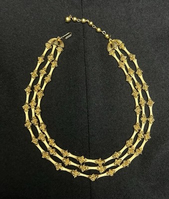 Vintage Trifari Electra Collection 3 Strand Gold Plated Necklace