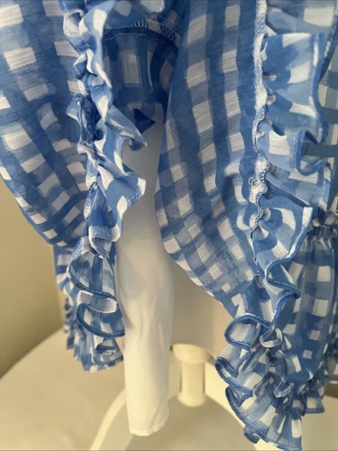 Lilly Pulitzer Cailee Kleid Neckholder Feelin Beachy Gingham Rüschen Bennet blau NEU - Bild 4 von 11