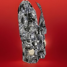 ASOS EDITION Black & Silver Sequin Belted Jacket Dress Size 8