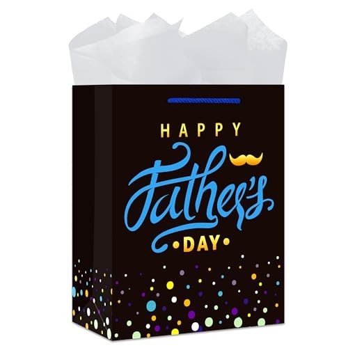  Fathers Day Gift Bag - 13" Large Father's Day Gift Bag with Tissue Paper 