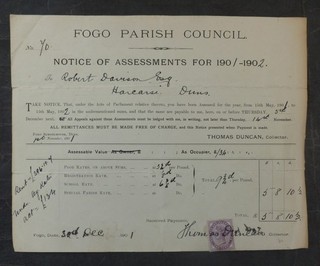 1901 Notice Fogo Duns Scottish Borders (FOGO PARISH COUNCIL )