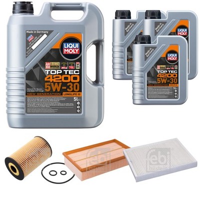 FEBI BILSTEIN Inspektionspaket 8L Liqui Moly Top Tec 4200 5W-30 für VW