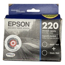 Genuine Epson 220 Black 2-Pack Ink Standard-Capacity Exp 06/2018