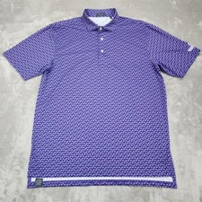 Turtleson Polo Shirt Mens Large Purple Turtle Print Golf Performance Stretch