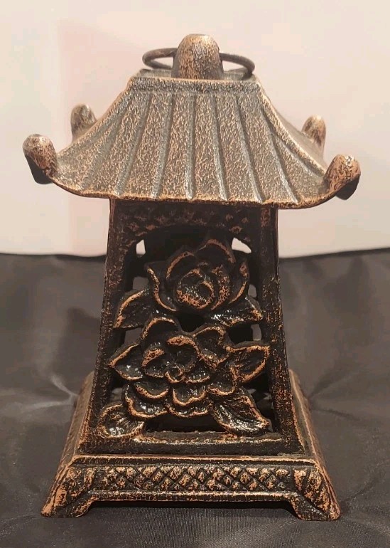 Partylite Pagoda Bronze Cast Iron Lantern Tealight Candle Ho