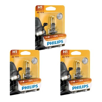 3x Philips Vision H1 Halogen bis zu 30% mehr Licht 55W 12V Autolampen Glühlampen