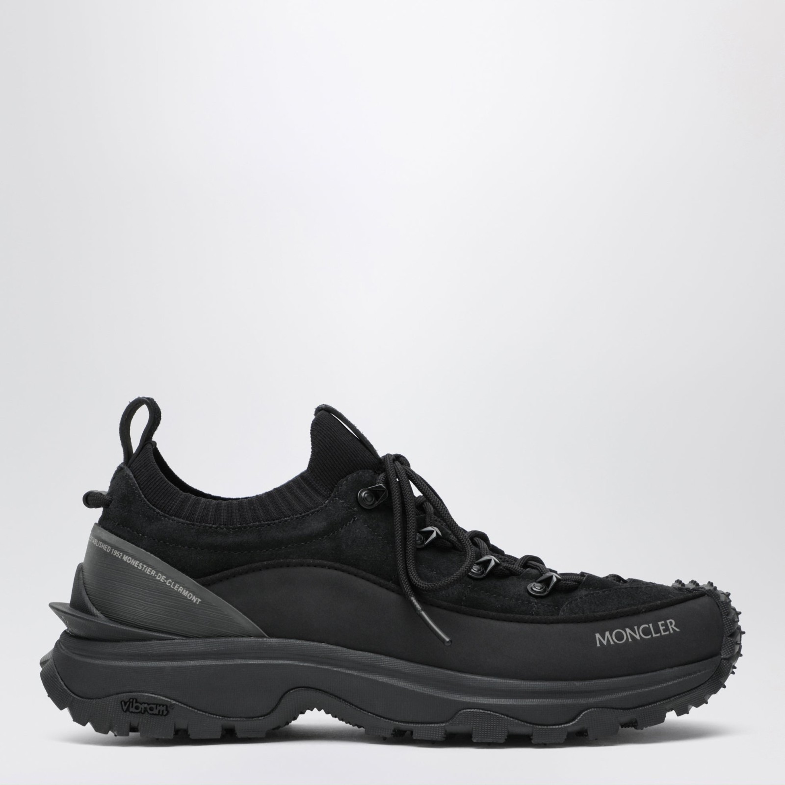 MONCLER $770 Trailgrip Lite3 Black Suede Sneakers New