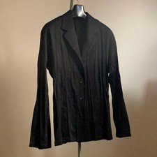 ISSEY MIYAKE Shirt Jacket 2 M equivalent Pleated Black F/S from Japan