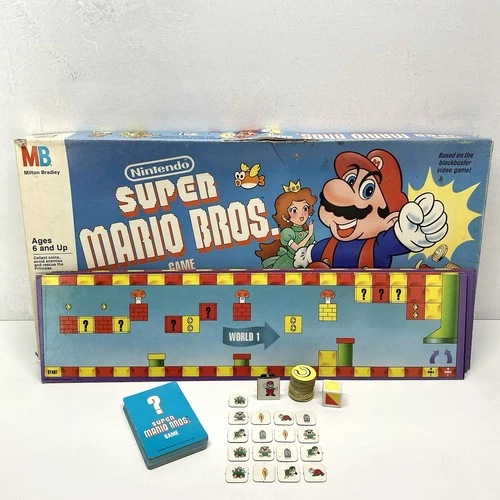 Nintendo Super Mario Bros Board Game Vintage 1988 Milton Bradley Near Complete