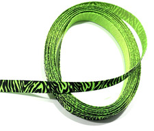 5 yds 3/8" Black Zebra Stripe Print on Lime Green Grosgrain Ribbon 100 polyester