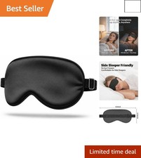 Silk Sleep Mask - Adjustable, 100 Blackout Eye Cover for Relaxing Sleep - Black