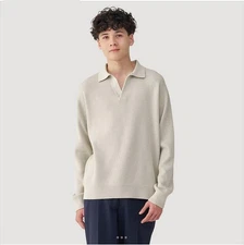 Muji Men's Ribbed Skipper Sweater - Size L