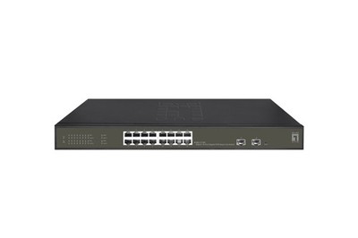 LevelOne Hilbert 18-Port Gigabit PoE Smart Lite Switch, 16x RJ-45, 2x SFP, 230W