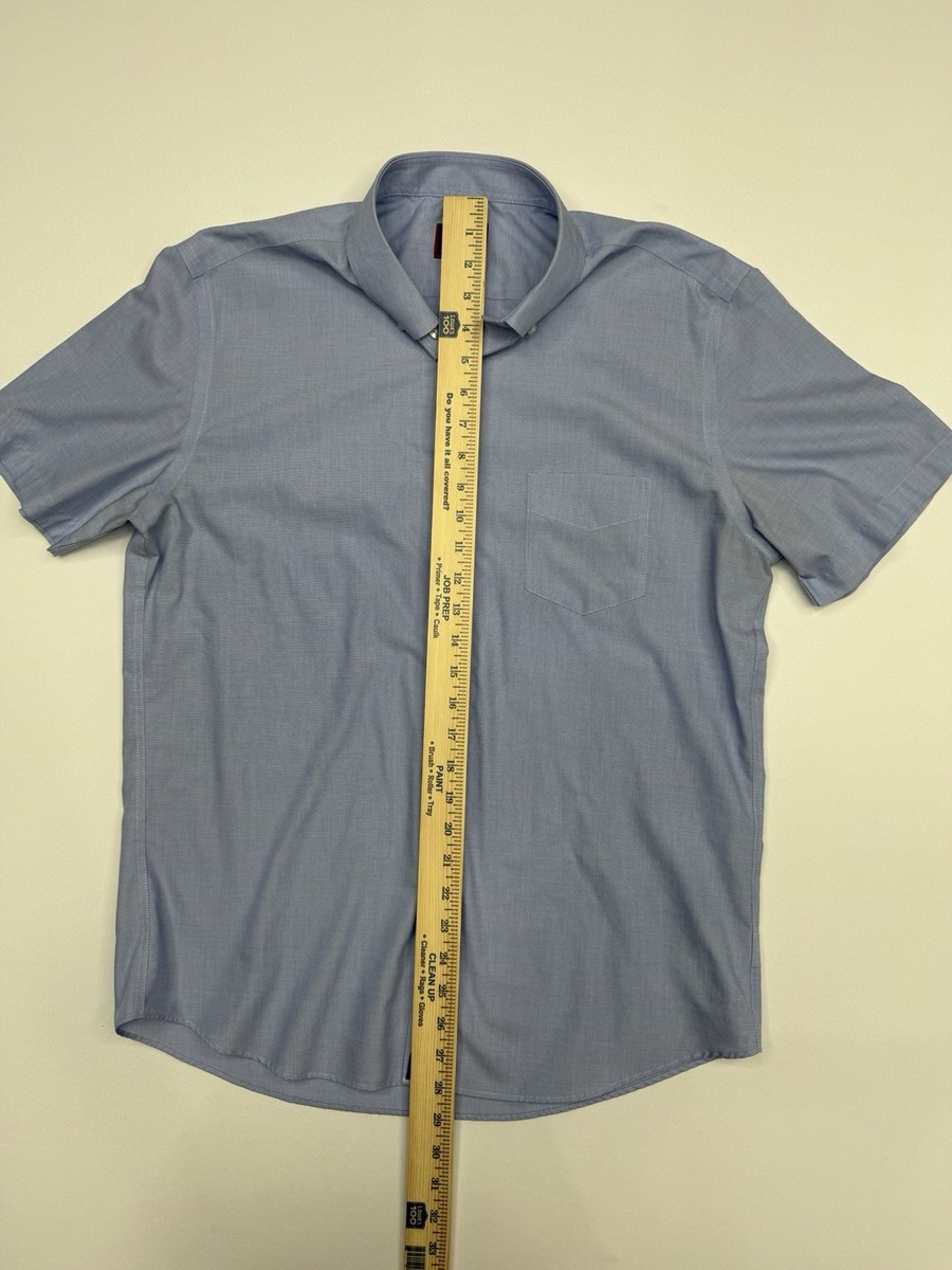 UNTUCKit Hillstowe Slim Fit Short Sleeve Button-Down Wrinkle Resistant Blue L View 5