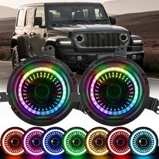 Rgb 9 Halo Led Headlights Drl For Jeep Wrangler Jl Jlu Gladiator 2018-2023 2024